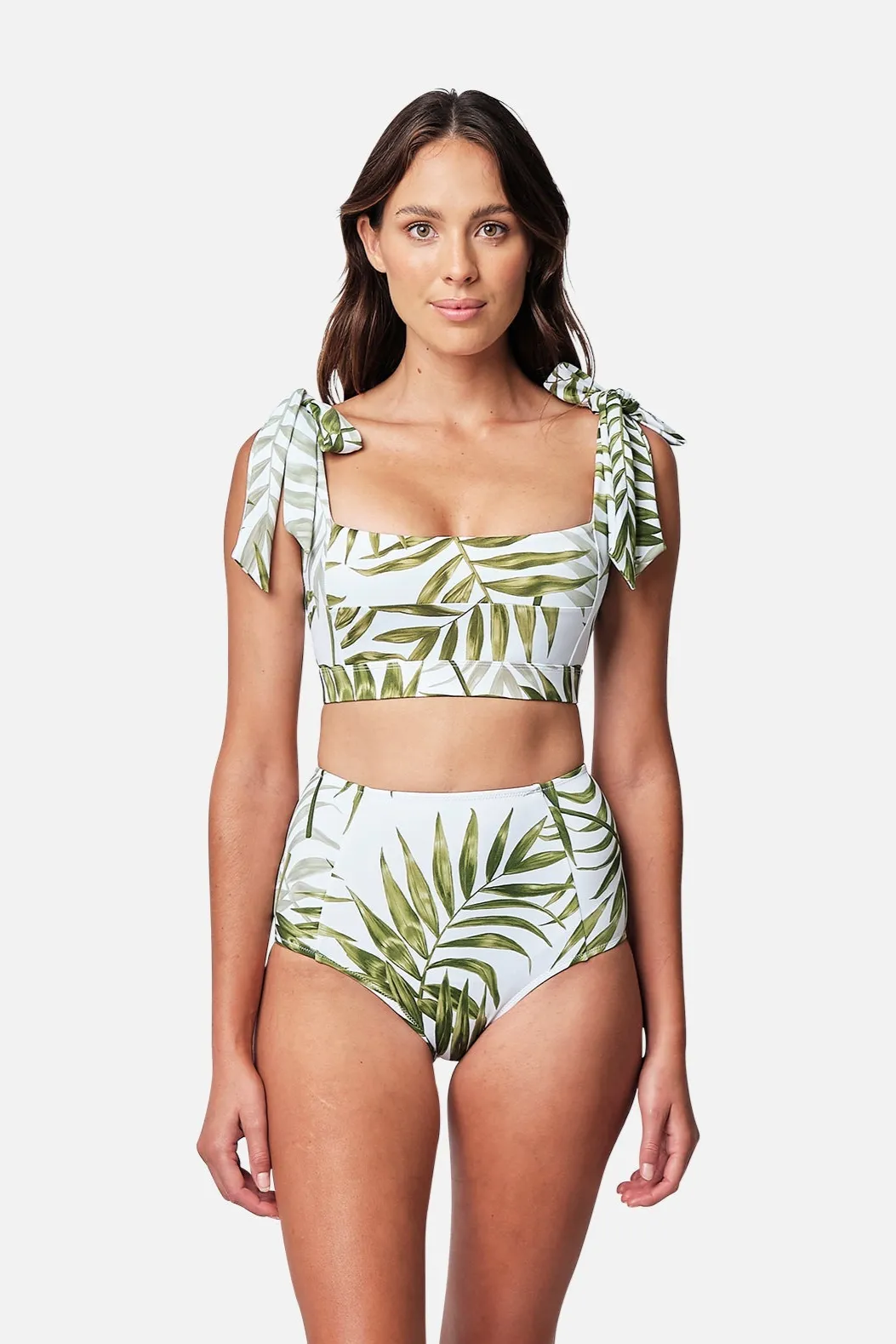 Classic Square Neck Bikini Bralette PALM WHITE sold by UNE PIECE