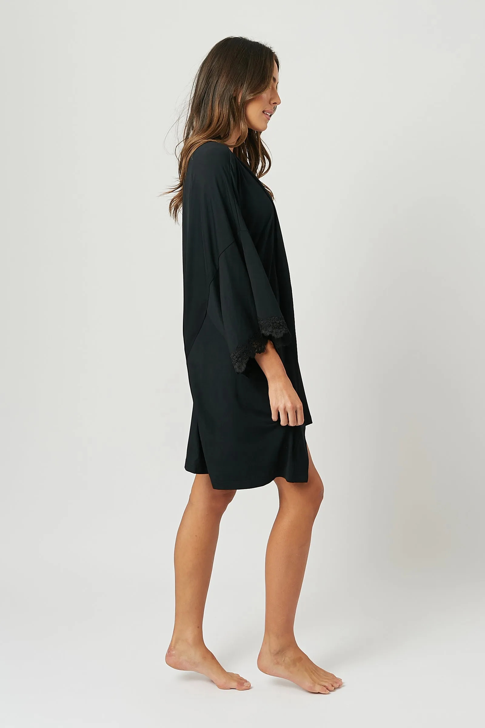 Lace Trim Modal Robe BLACK sold by UNE PIECE product image thumbnail 4