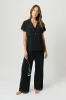 Lace Trim Modal Full Length Pyjama Set BLACK sold by UNE PIECE