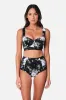 Original Bustier Balconette Bikini Bralette LONDON BOTANICAL BLACK sold by UNE PIECE