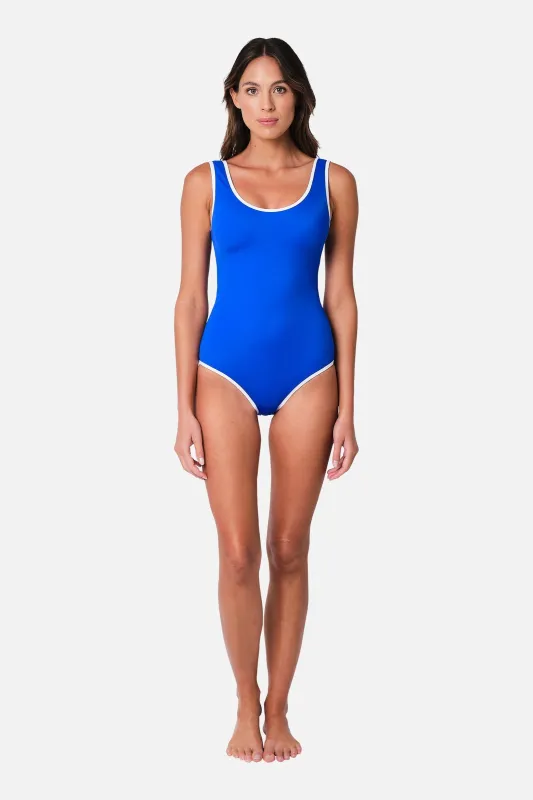 Classic Scoop Neck One Piece COBALT BLUE BINDING sold by UNE PIECE