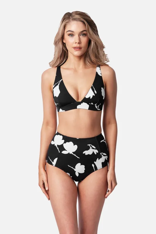 Never Say Never Bikini Bralette MAGNOLIA SILHOUETTE BLACK sold by UNE PIECE