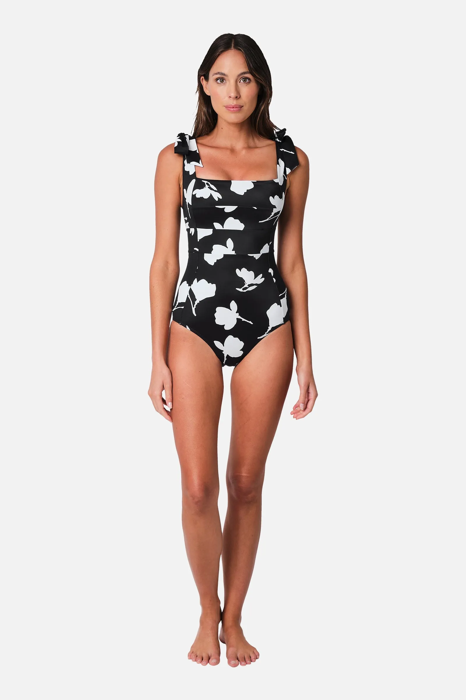 Classic Square Neck MAGNOLIA SILHOUETTE BLACK sold by UNE PIECE