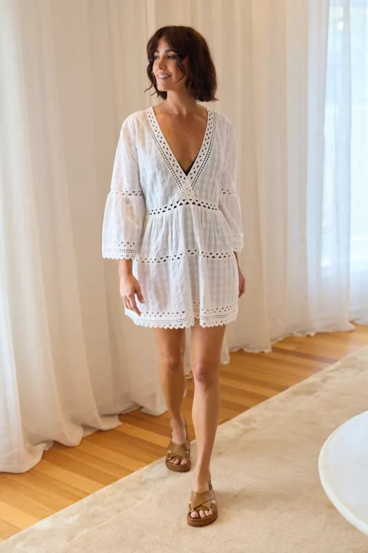 Embroidered Kaftan Dress WHITE sold by UNE PIECE