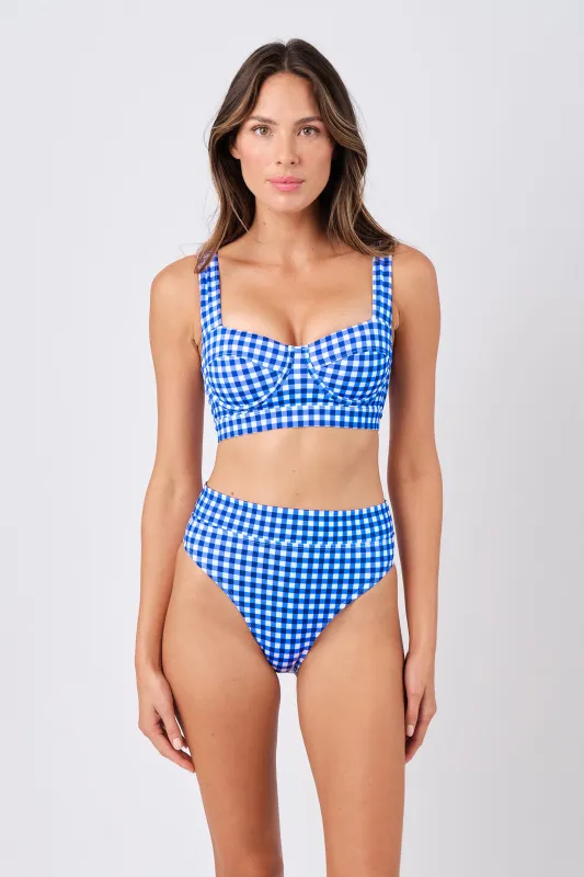 Original Bustier Balconette Bikini Bralette COBALT BLUE GINGHAM sold by UNE PIECE
