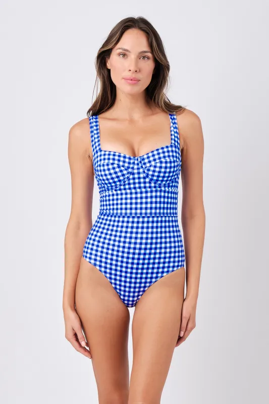 Original Bustier Balconette One Piece COBALT BLUE GINGHAM sold by UNE PIECE
