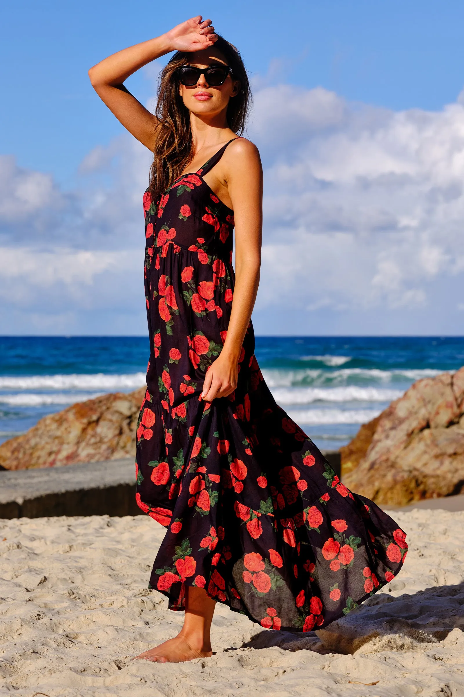 Sweetheart Neckline Maxi Dress PLUCKED ROSES sold by UNE PIECE product image thumbnail 4