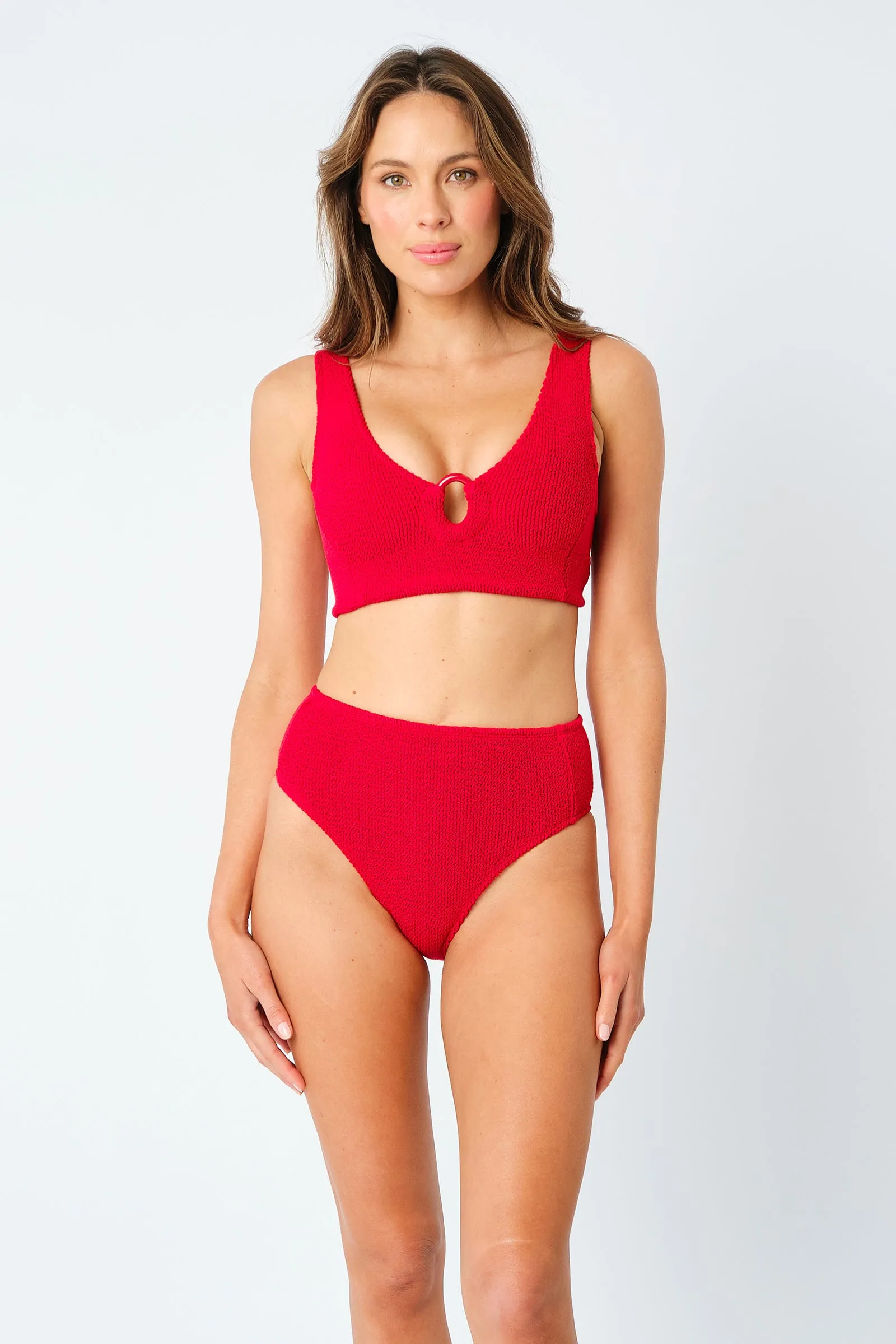 Crinkle Cut V-Neck Bikini Bralette with Ring RED sold by UNE PIECE product image thumbnail 5