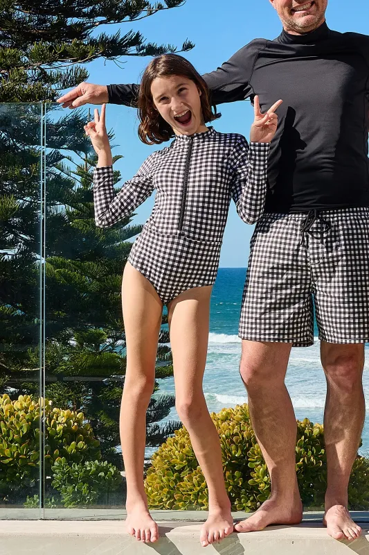 Original Girls Rashie BLACK GINGHAM sold by UNE PIECE