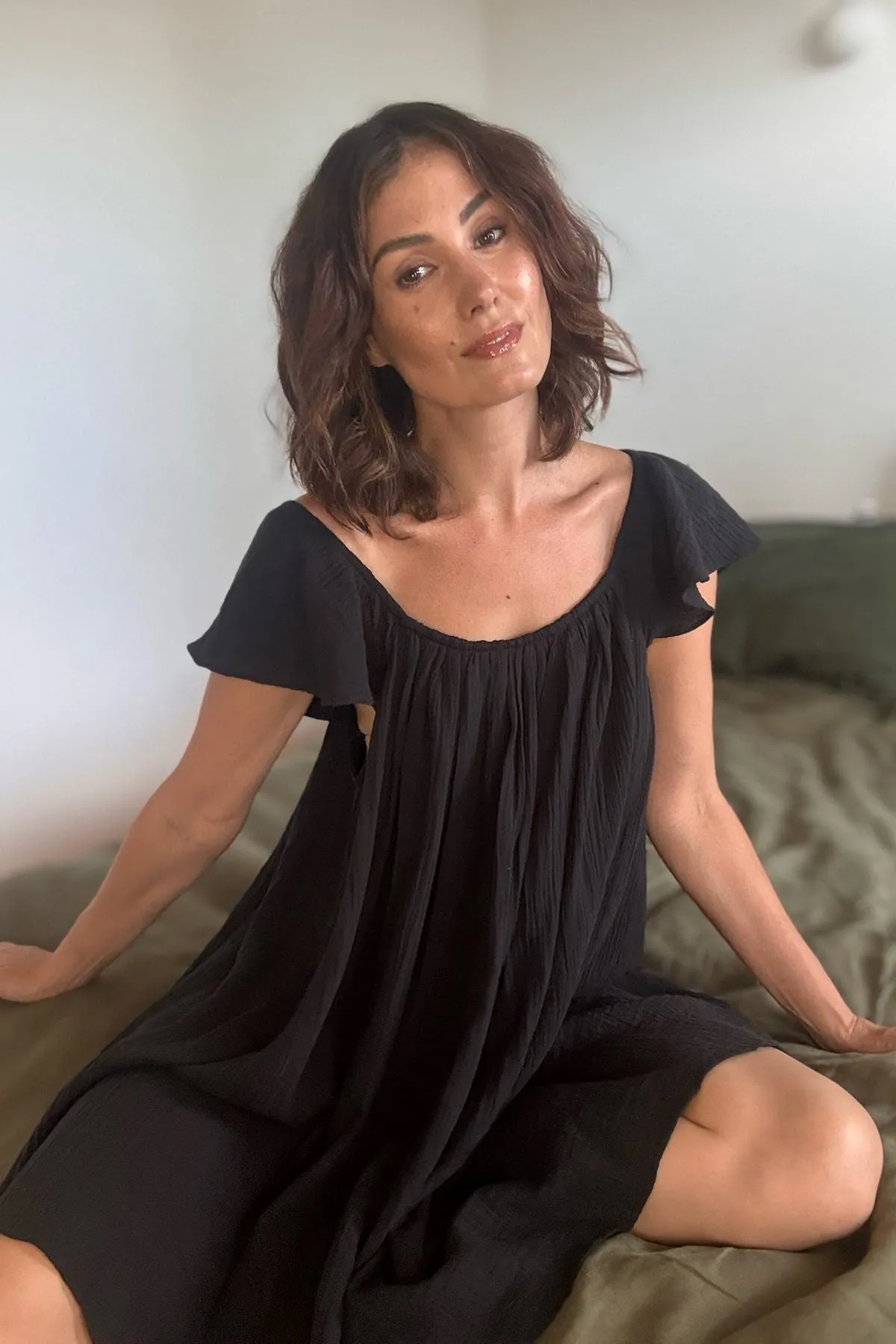 Ethereal Frill Nightie BLACK sold by UNE PIECE