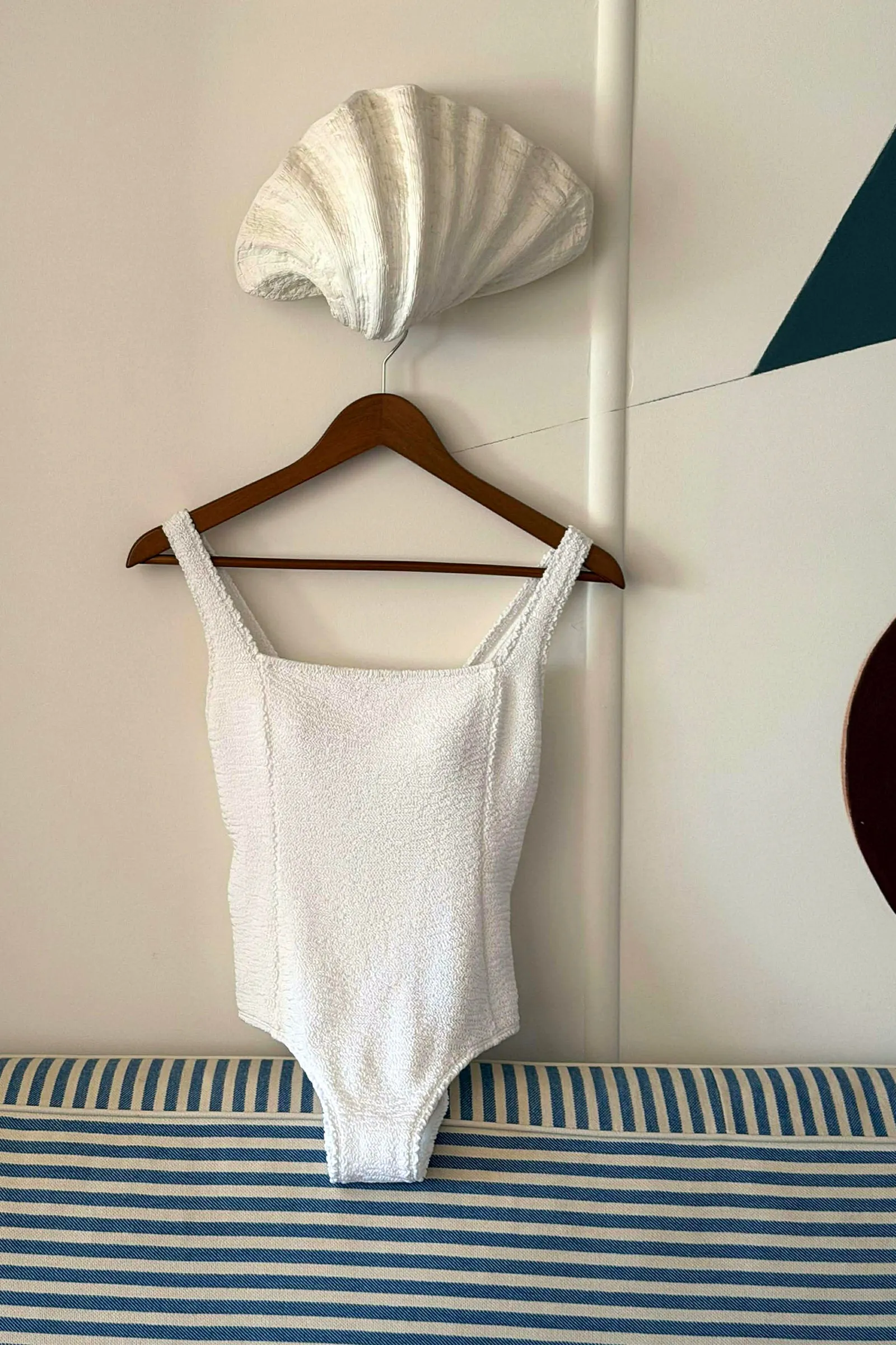 Crinkle Cut Square Neck One Piece WHITE sold by UNE PIECE product image thumbnail 3