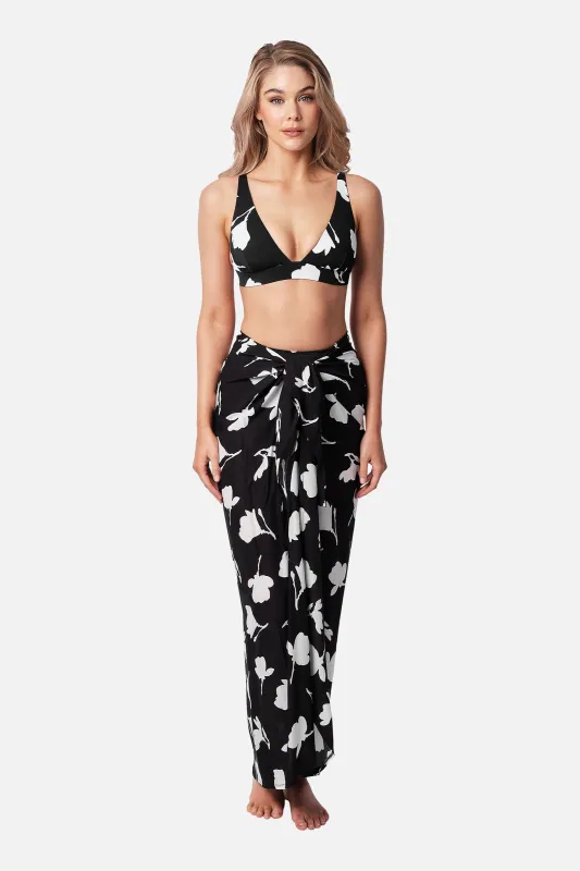 Sarong MAGNOLIA SILHOUETTE BLACK made by UNE PIECE