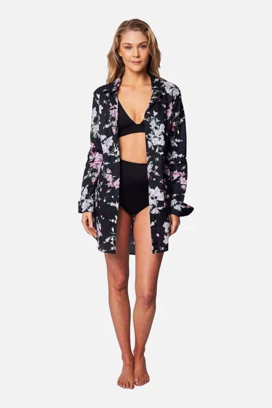 Beach Shirt Dress BAUHINIA BLACK sold by UNE PIECE