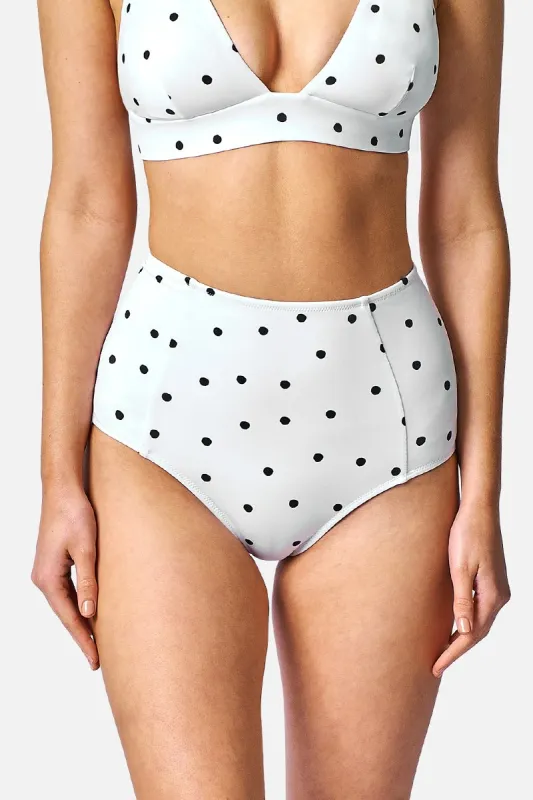 Never Say Never High-Waisted Bikini Bottom POLKA BLANC sold by UNE PIECE