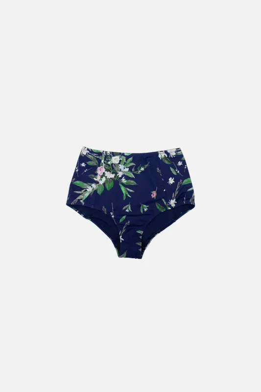 Never Say Never High-Waisted Bikini Bottom ROMANTIQUE NAVY sold by UNE PIECE
