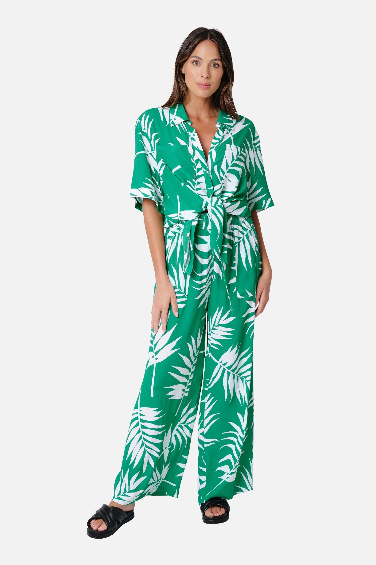 Short Sleeve Button-Up Shirt PALM SILHOUETTE GREEN sold by UNE PIECE product image thumbnail 3