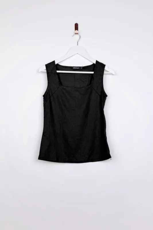 [Sample] Linen Square Neck Top BLACK sold by UNE PIECE