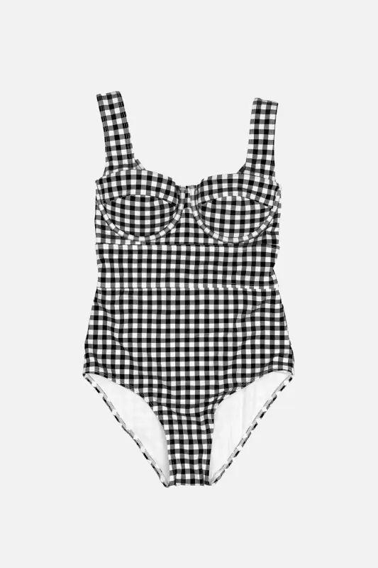 [Sample] Original Bustier Balconette One Piece Black Gingham made by UNE PIECE