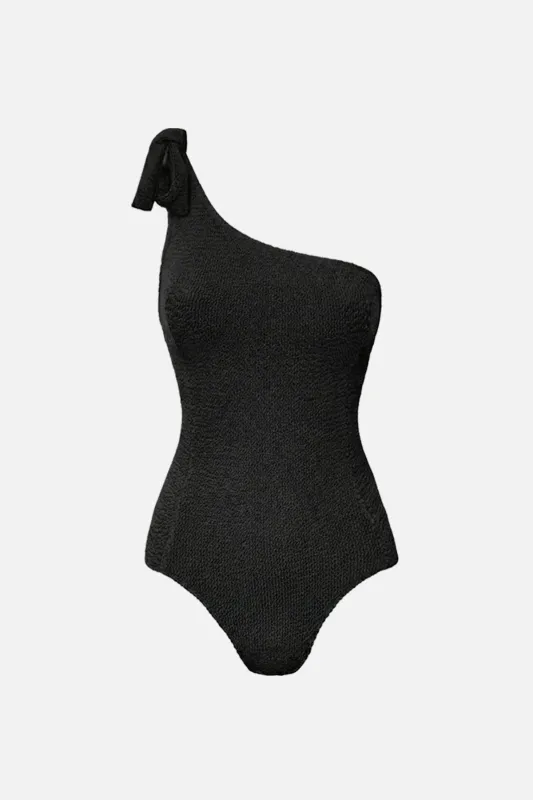 [Sample] Crinkle Cut One Shoulder One Piece Black made by UNE PIECE