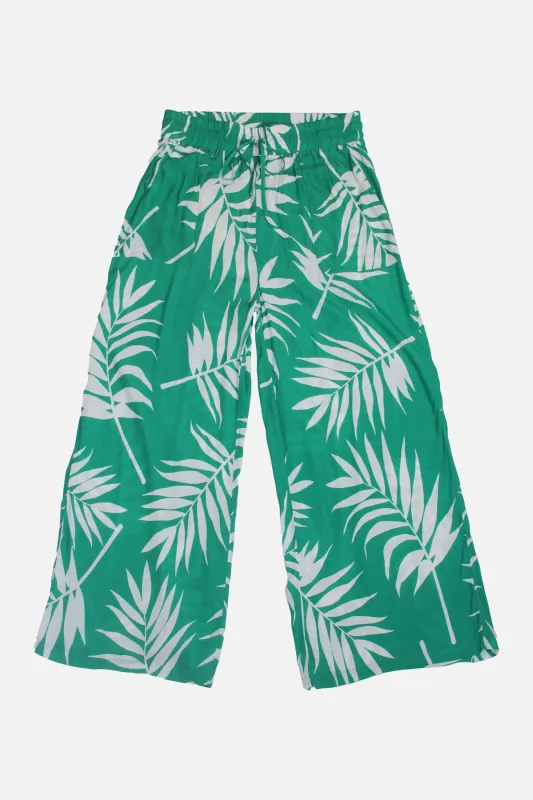 [Sample] Palazzo Pants PALM SILHOUETTE GREEN made by UNE PIECE