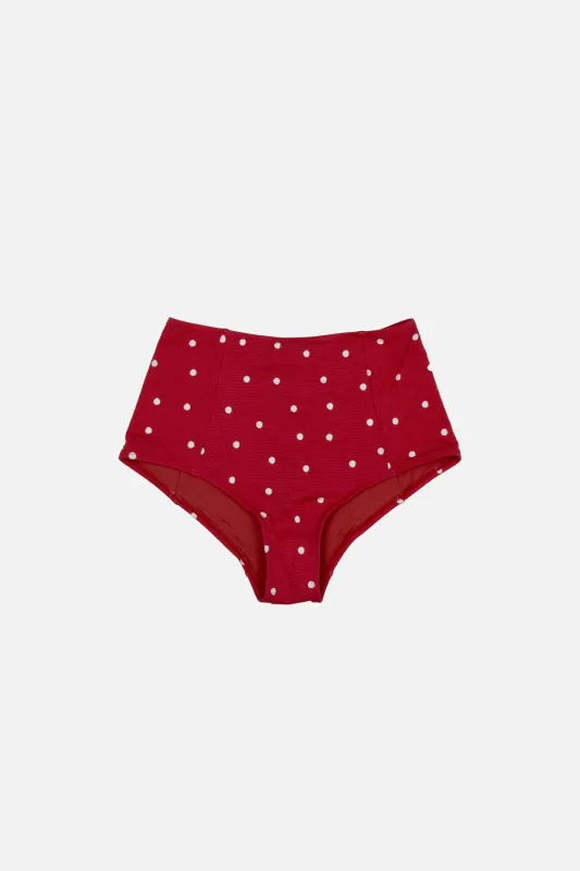 [Sample] Never Say Never High-Waisted Bikini Bottom POLKA ROUGE TEXTURE sold by UNE PIECE