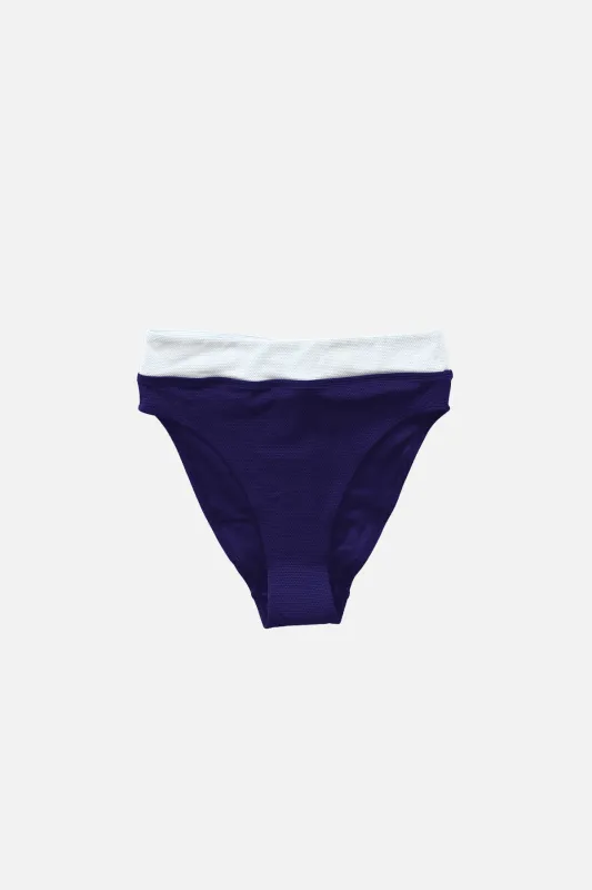 [Sample] High-Cut High-Waisted Bikini Bottom NAVY MONOCHROME TEXTURE made by UNE PIECE