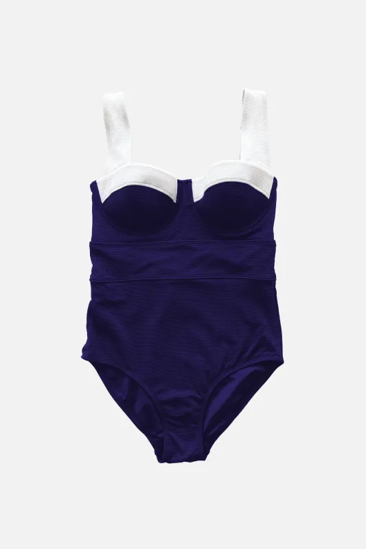 [Sample] Original Bustier Balconette One Piece NAVY MONOCHROME TEXTURE made by UNE PIECE