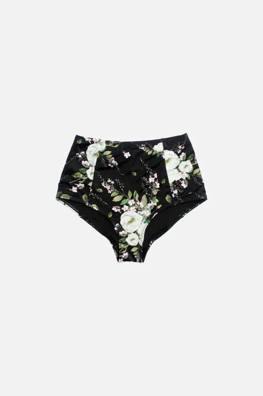 [Sample] Never Say Never High-Waisted Bikini Bottom LONDON BOTANICAL BLACK made by UNE PIECE