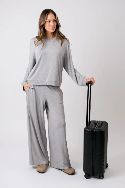 Lounge Long Sleeve Crew Neck Top GREY MARLE made by UNE PIECE