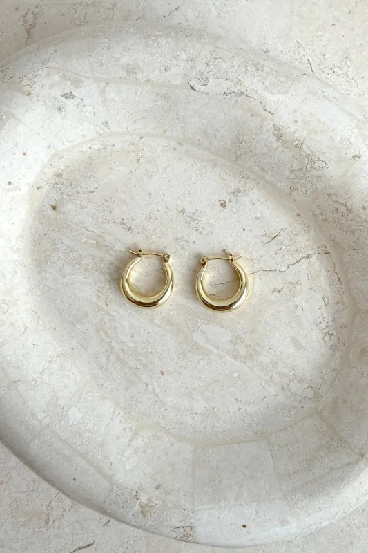 Mini Gold Huggie Hoops made by UNE PIECE