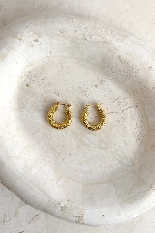 Textured Gold Hoops made by UNE PIECE