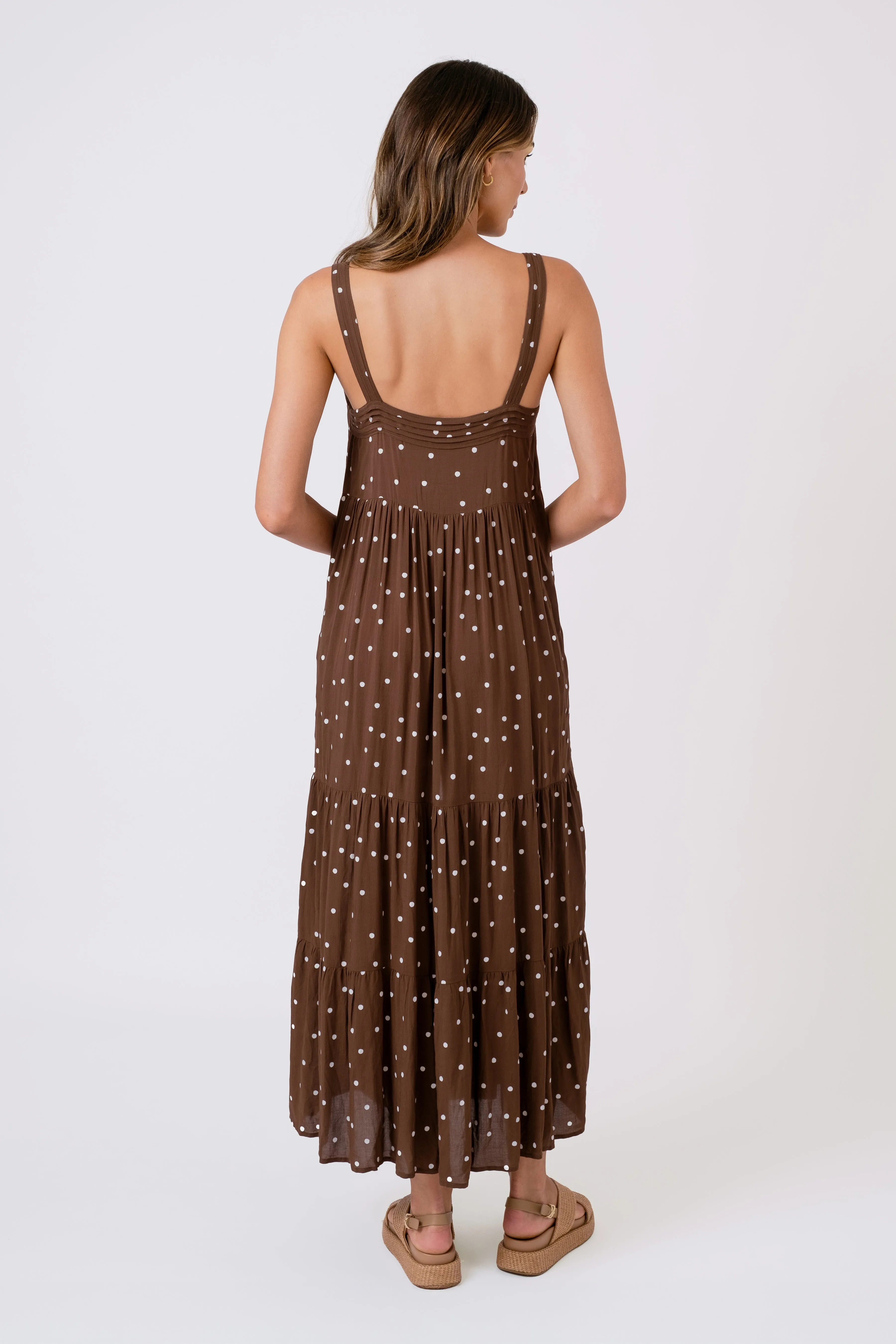 Sweetheart Neckline Maxi Dress CHOCOLATE POLKA sold by UNE PIECE product image thumbnail 3