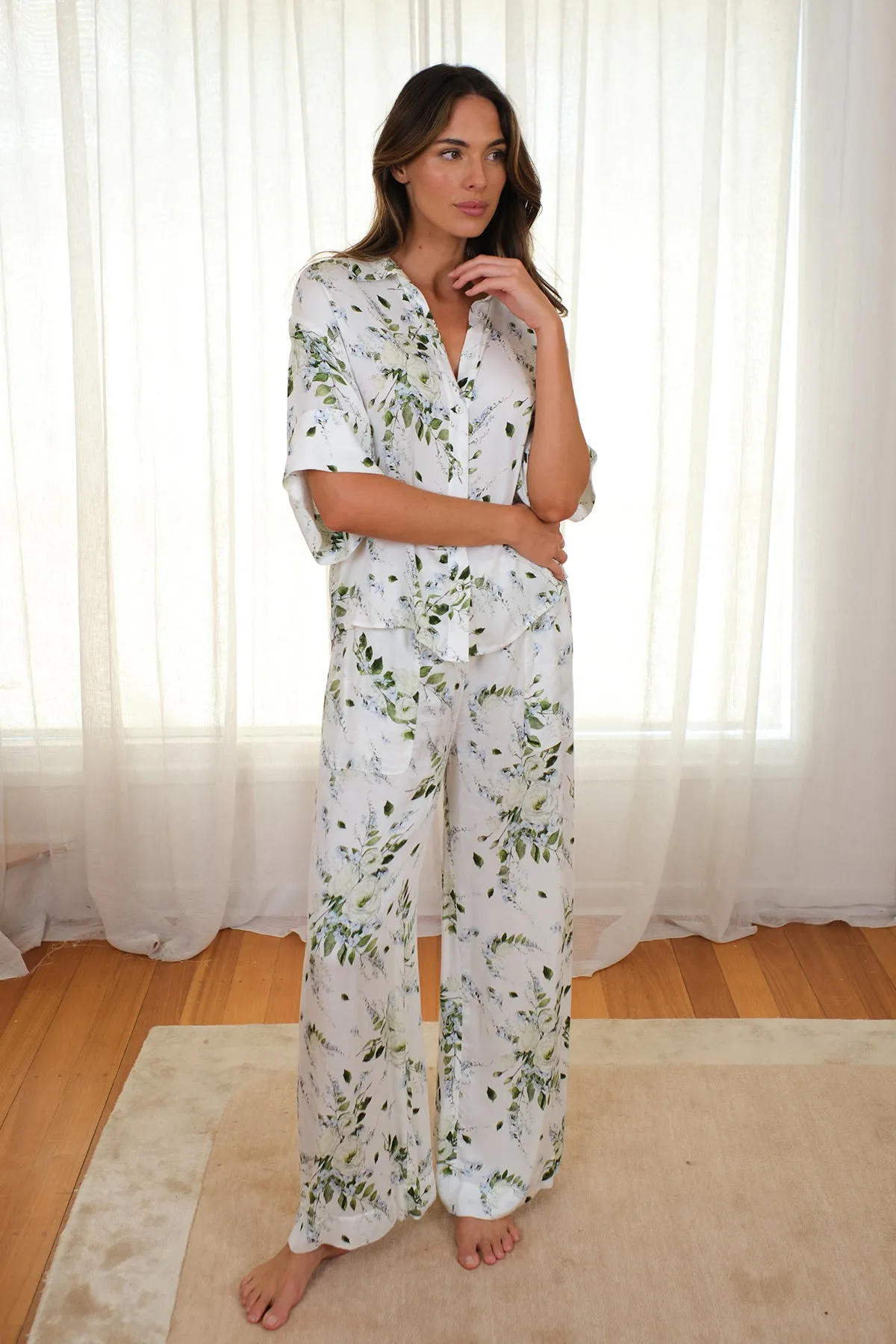 Full Length Pyjama Set LONDON BOTANICAL BLUE sold by UNE PIECE product image thumbnail 2