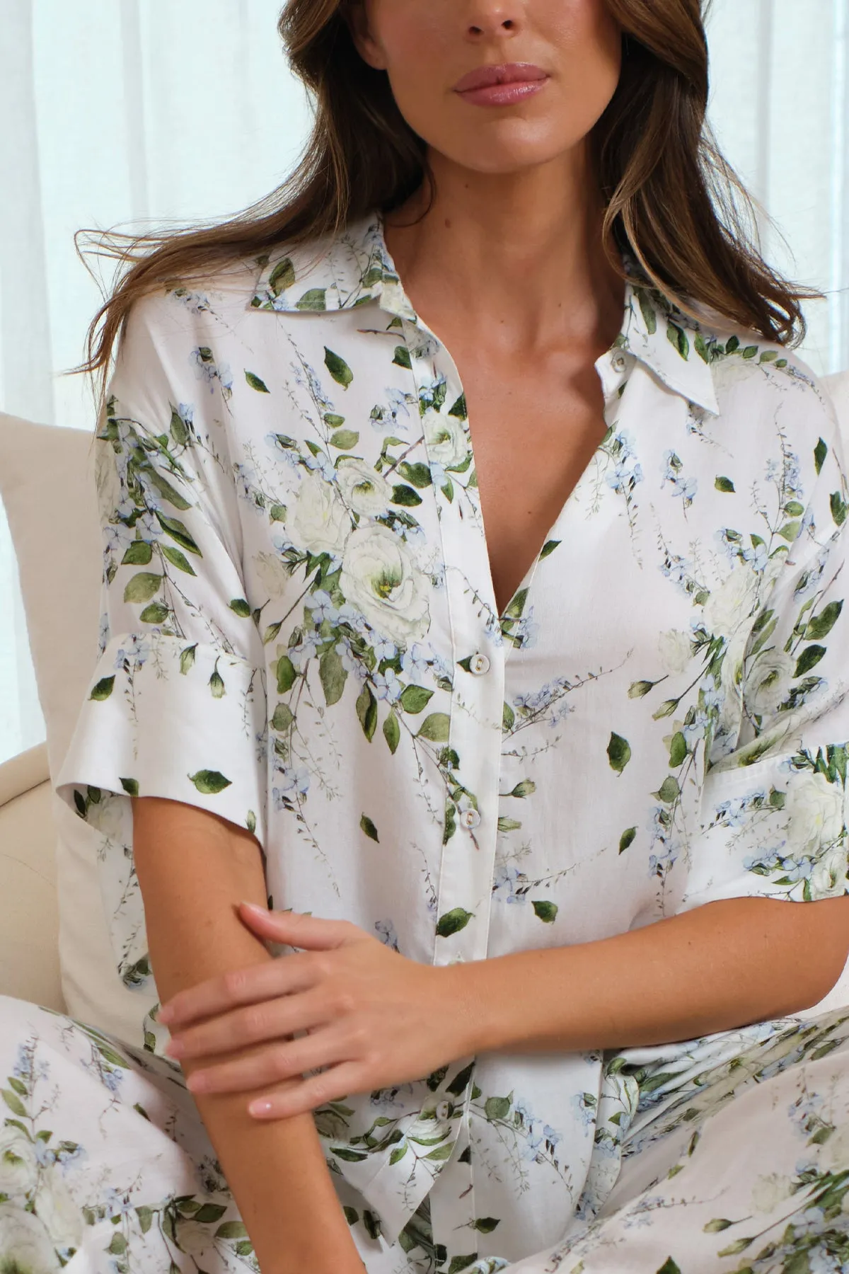 Full Length Pyjama Set LONDON BOTANICAL BLUE sold by UNE PIECE product image thumbnail 4