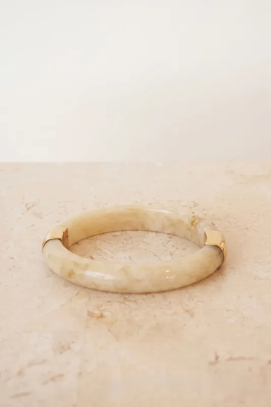 Resin Bangle with Gold Clasp IVORY made by UNE PIECE