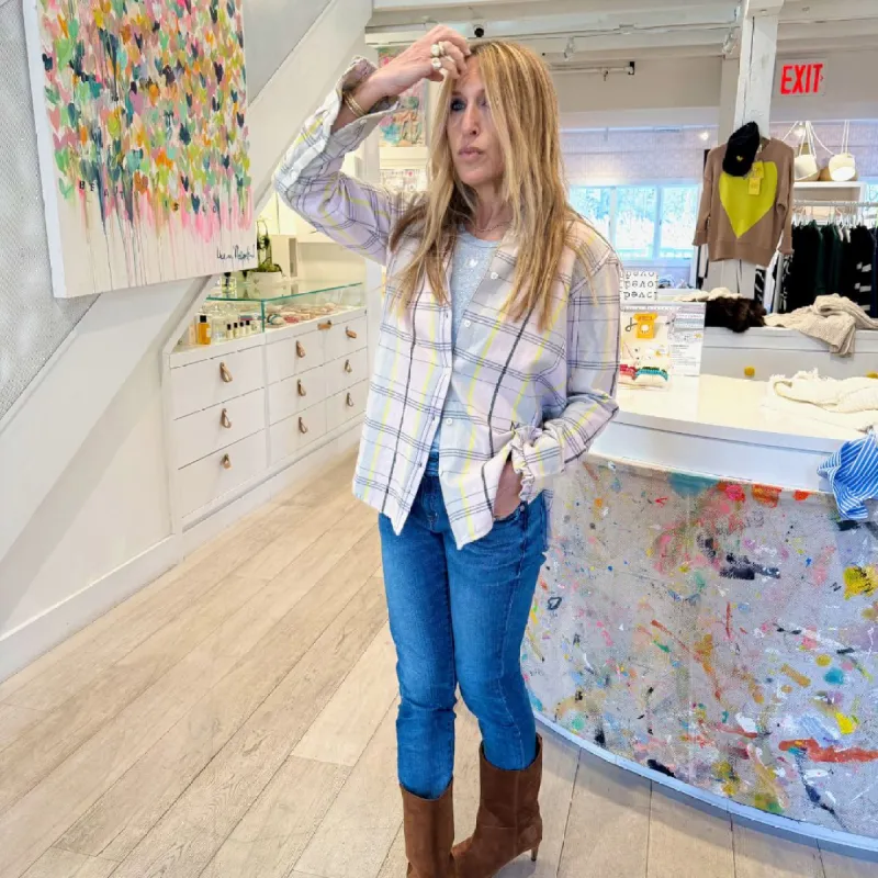 Mia Ruffle Shirt Cabin Plaid sold by Kerri Rosenthal