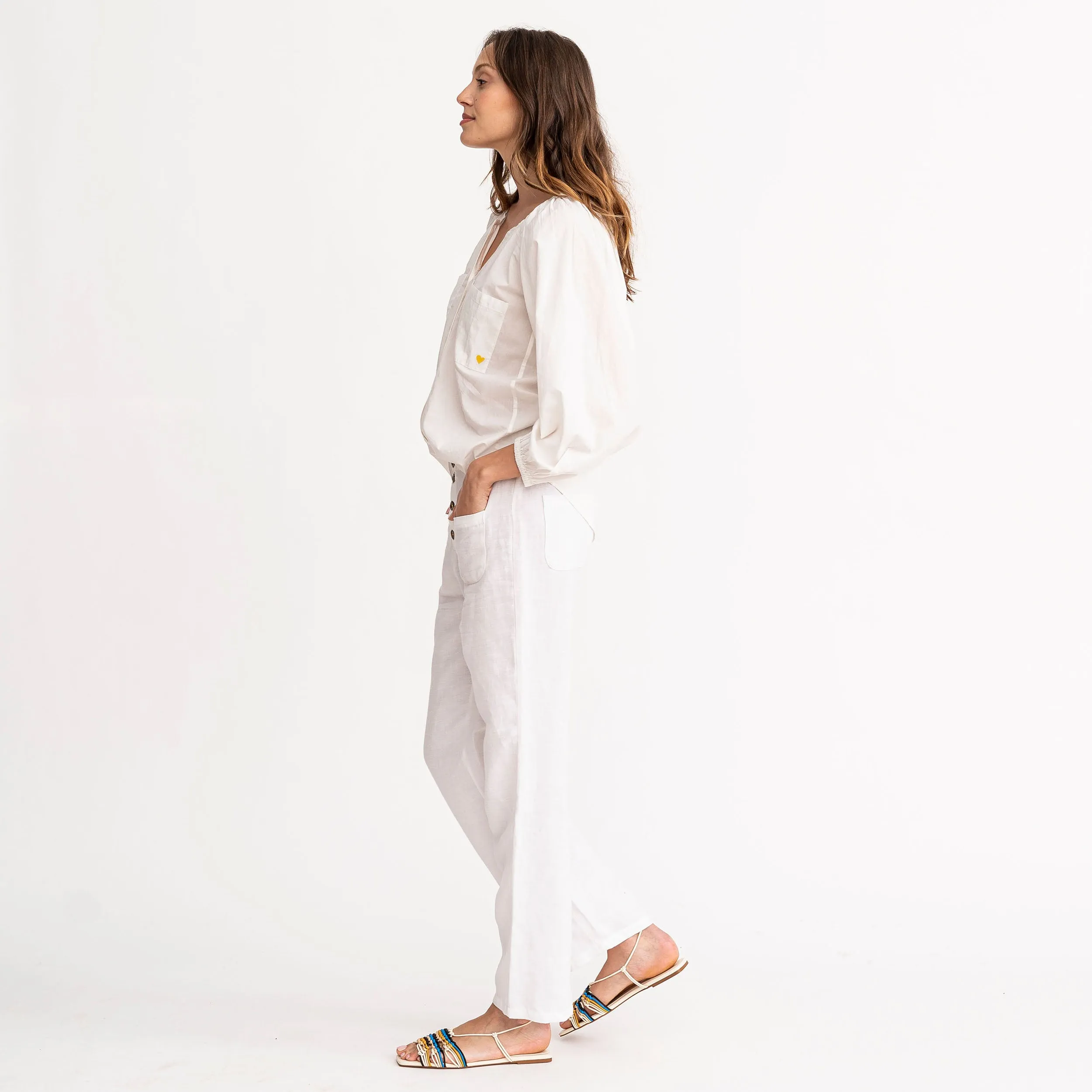 Paris Pant Linen White sold by Kerri Rosenthal product image thumbnail 3