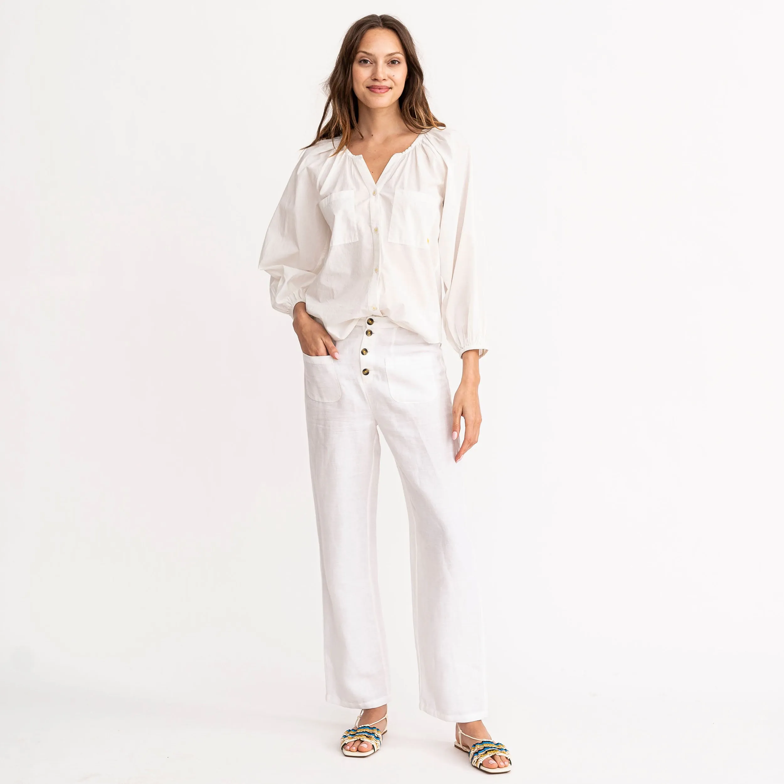 Paris Pant Linen White sold by Kerri Rosenthal