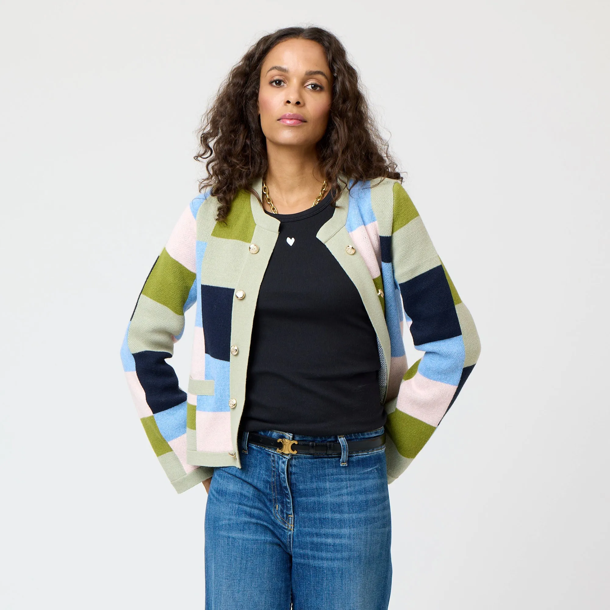 Beau-Lero Patchwork Cardigan sold by Kerri Rosenthal
