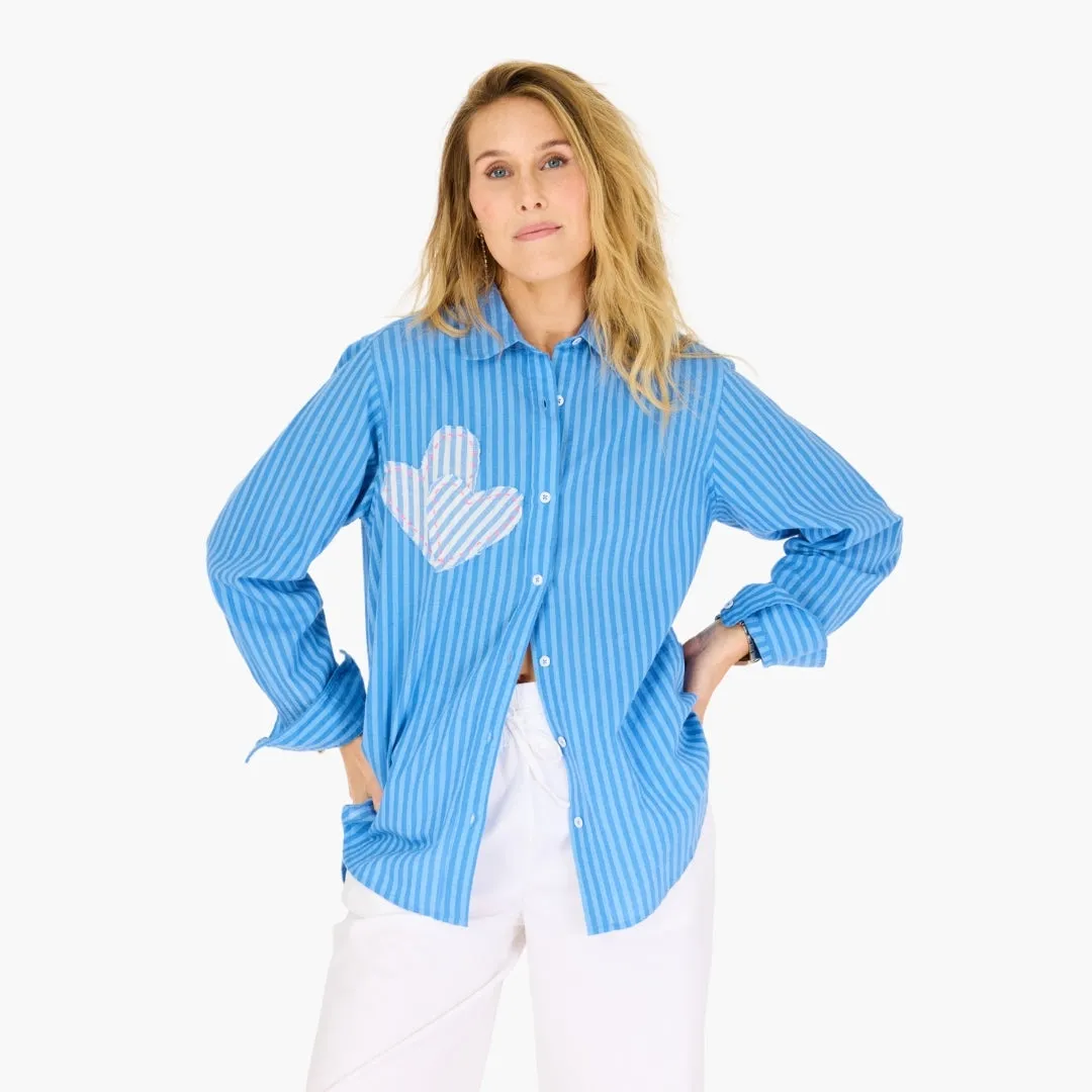 Mia Stripe Patchwork Shirt sold by Kerri Rosenthal