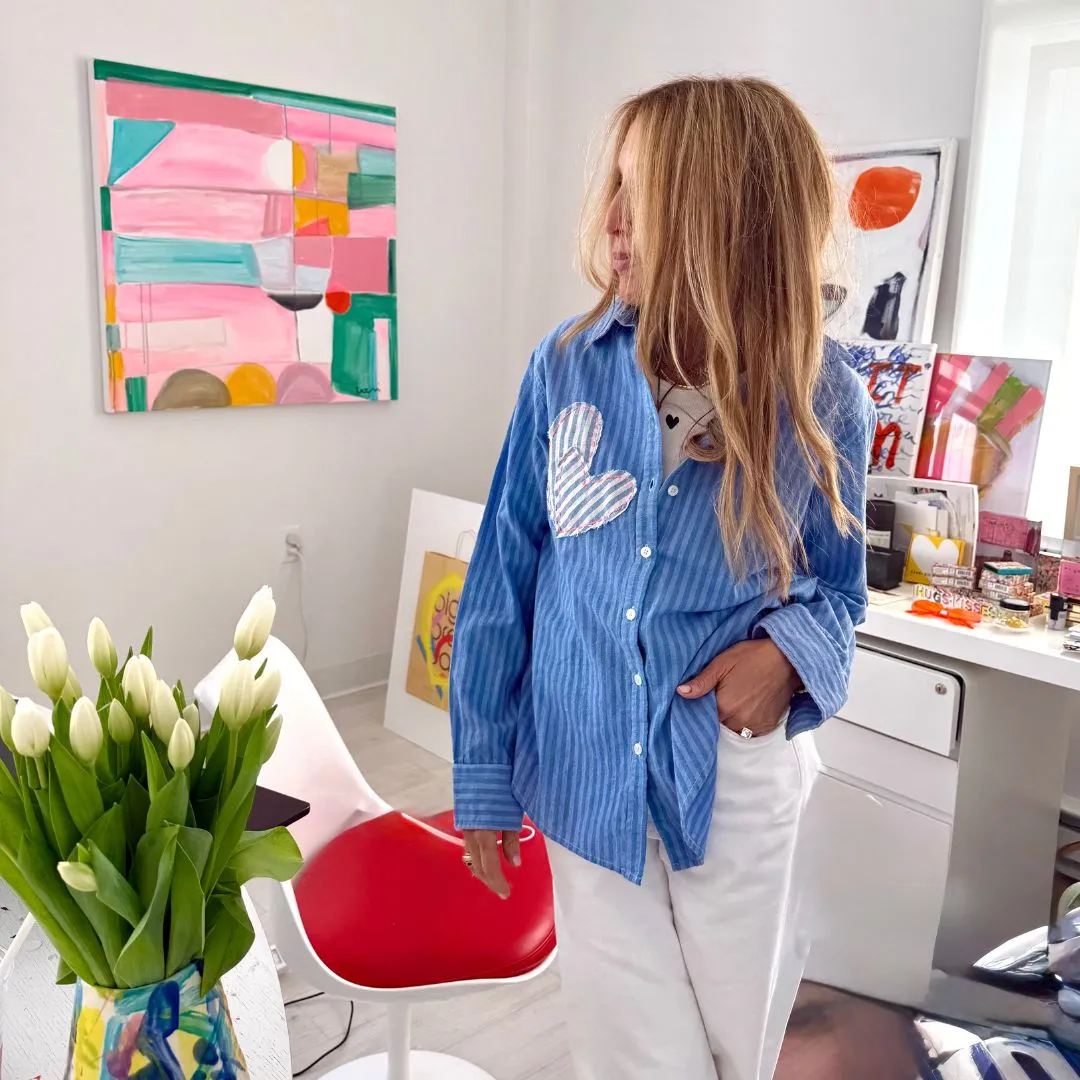 Mia Stripe Patchwork Shirt sold by Kerri Rosenthal product image thumbnail 2