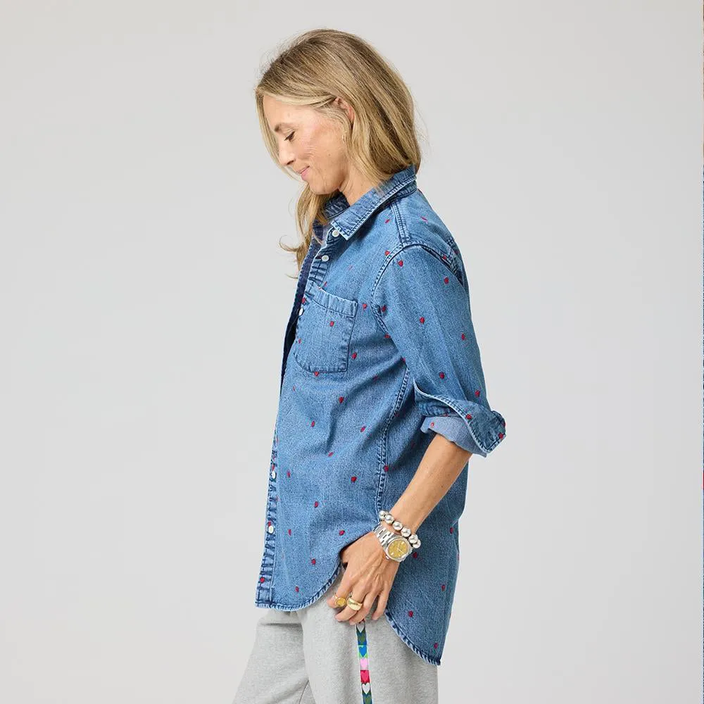 Mia Tiny Hearts Denim Shirt sold by Kerri Rosenthal product image thumbnail 3