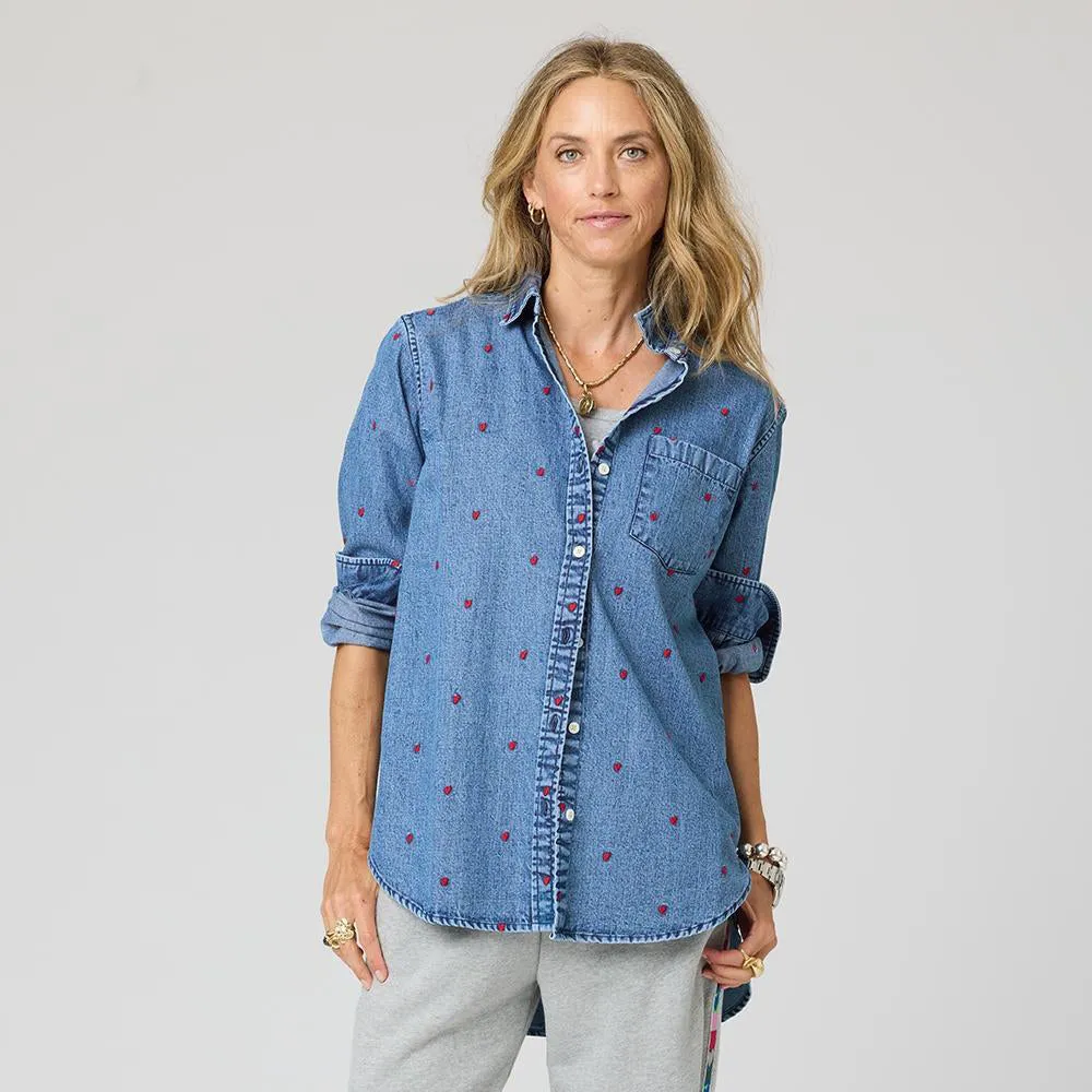 Mia Tiny Hearts Denim Shirt sold by Kerri Rosenthal