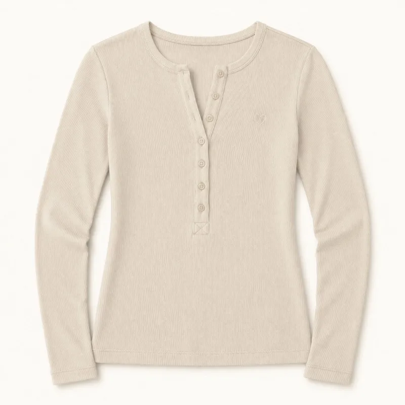 Long Sleeve Rib Henley made by Kerri Rosenthal