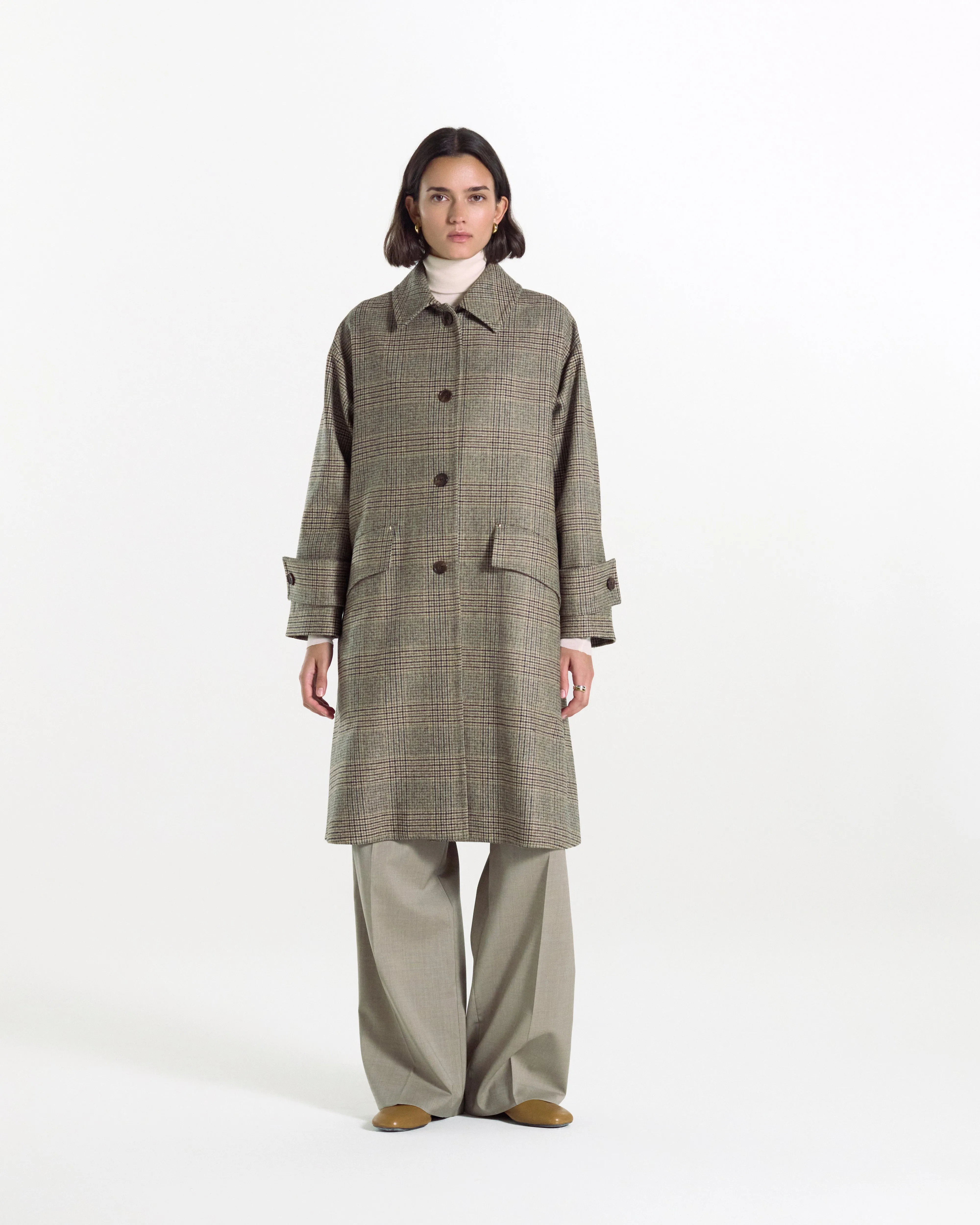Humbie Slim Long Wool Glencheck Coat sold by Mackintosh product image thumbnail 5