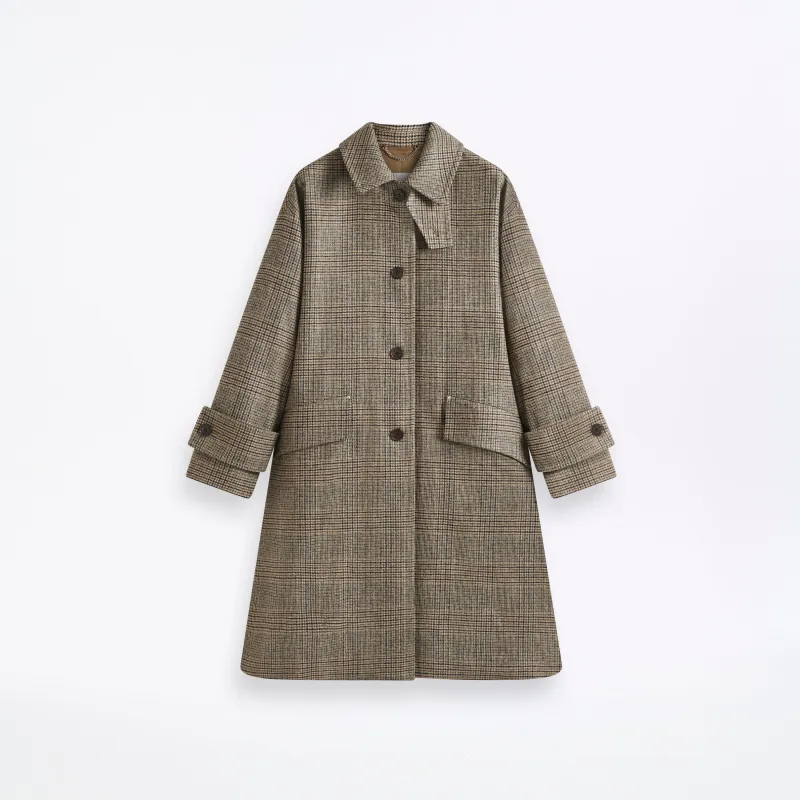 Humbie Slim Long Wool Glencheck Coat sold by Mackintosh