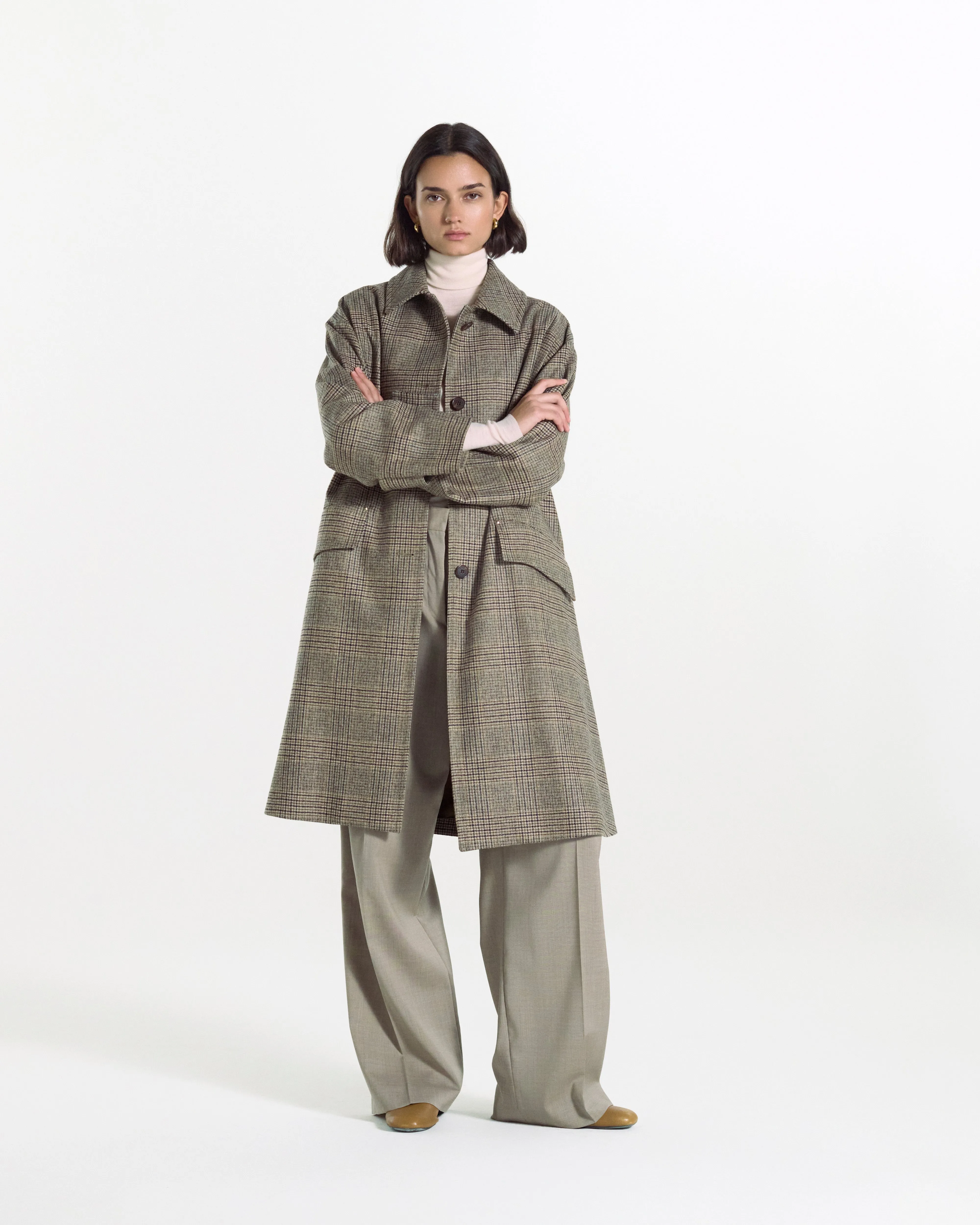 Humbie Slim Long Wool Glencheck Coat sold by Mackintosh product image thumbnail 2