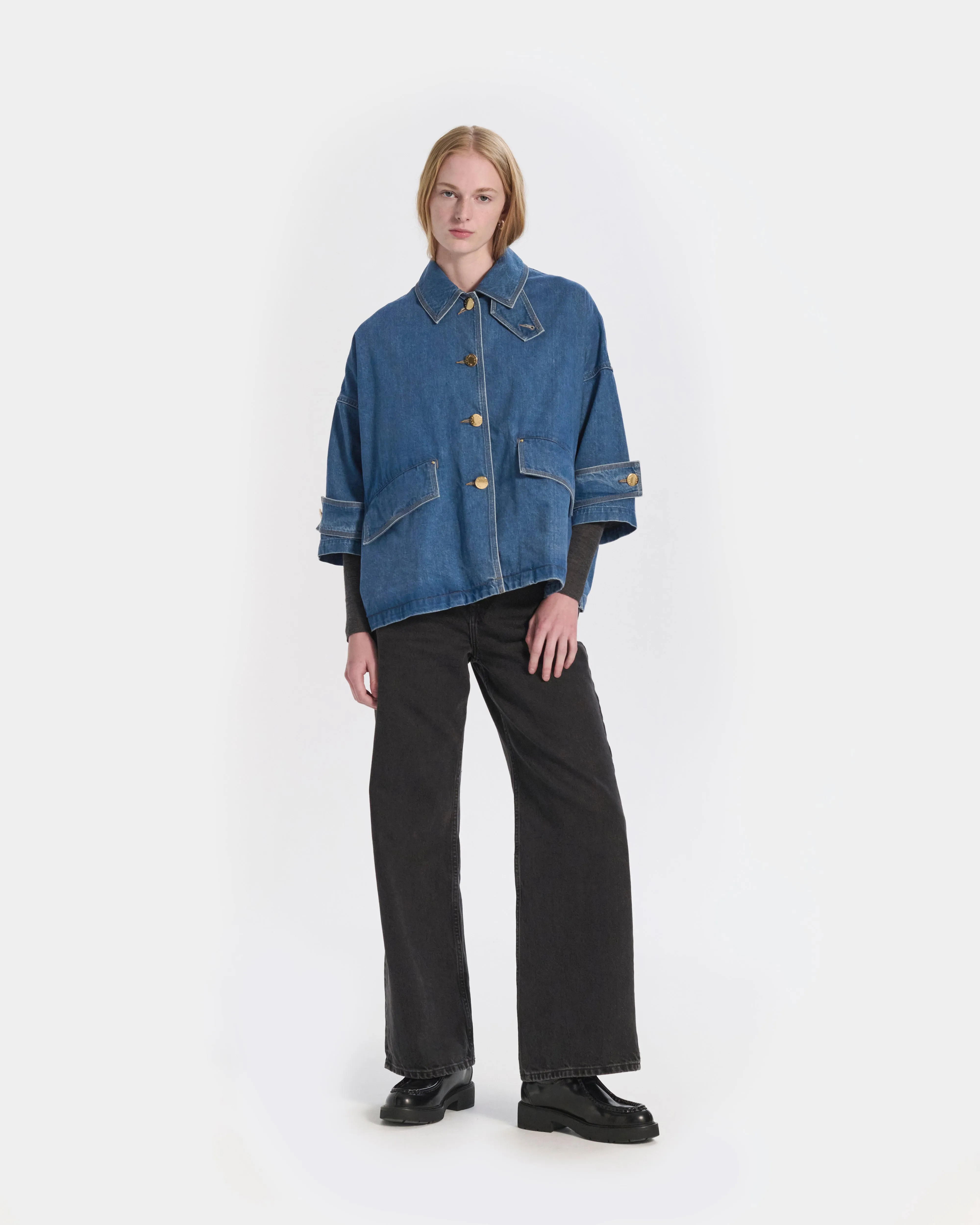 Humbie Cropped Sleeve Denim Jacket sold by Mackintosh product image thumbnail 2