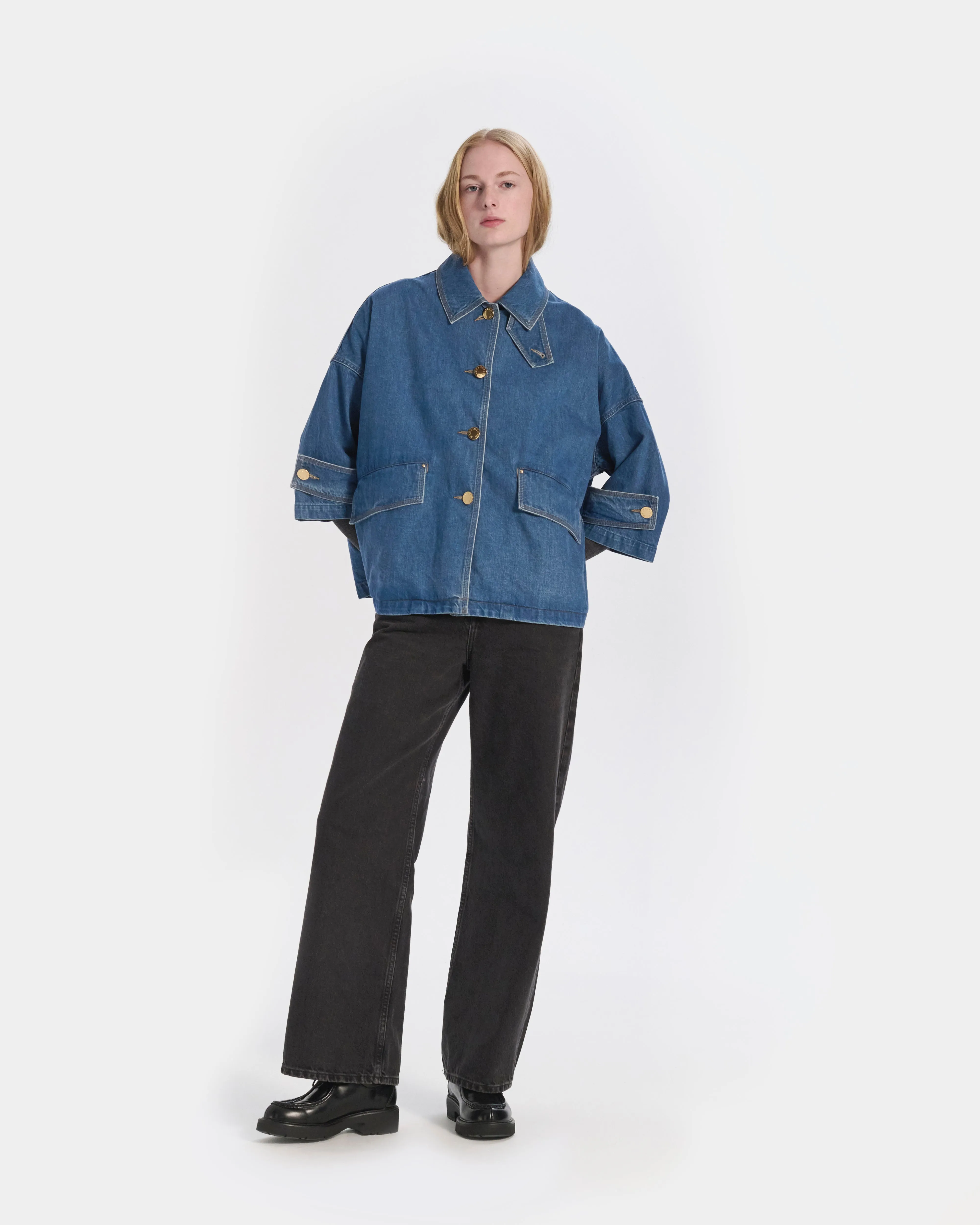 Humbie Cropped Sleeve Denim Jacket sold by Mackintosh product image thumbnail 3