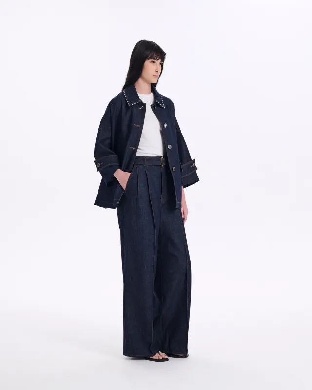 Humbie Cropped Sleeve Studded Denim Jacket made by Mackintosh